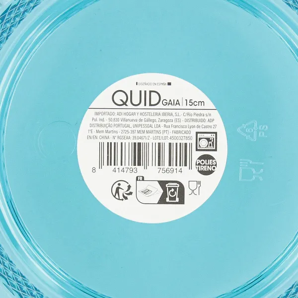 Snack Bowl Quid Gaia Turquoise Plastic (12 Units)