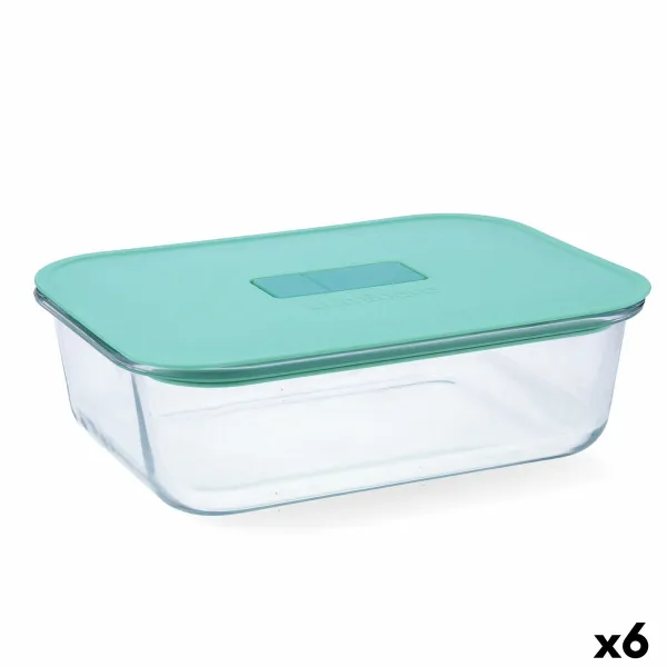 Hermetic Lunch Box Luminarc Joy Blue Glass 1,5 L (6 Units)