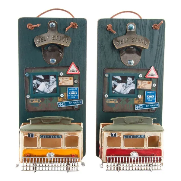 Pudeļu attaisāmais DKD Home Decor Self Serve Koks Metāls (2 pcs) (26 x 12 x 9 cm)