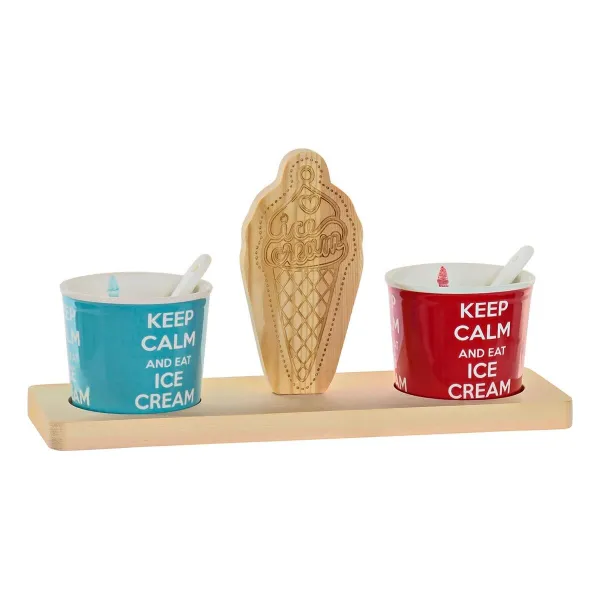 Lasisetti DKD Home Decor Monivärinen Keraminen Mäntypuu