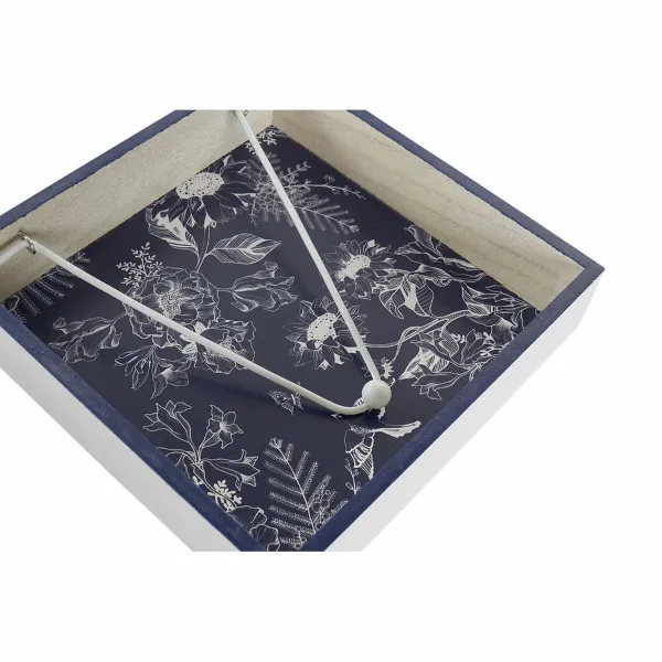 Коробка для салфеток DKD Home Decor Металл Белый Тёмно Синий Деревянный MDF (2 pcs)
