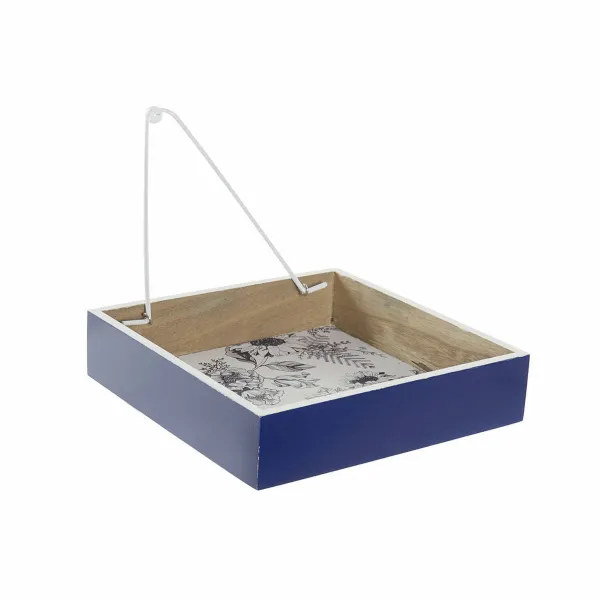 Коробка для салфеток DKD Home Decor Металл Белый Тёмно Синий Деревянный MDF (2 pcs)