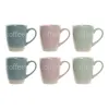 Muki DKD Home Decor Monivärinen Sininen Pinkki Kumipuu Vihreä Kivitavara 160 ml (3 osaa) (7 pcs)