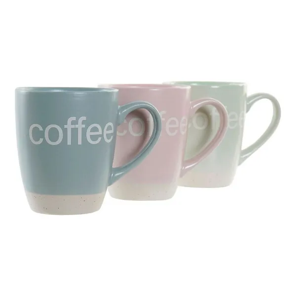Muki DKD Home Decor Monivärinen Sininen Pinkki Kumipuu Vihreä Kivitavara 160 ml (3 osaa) (7 pcs)