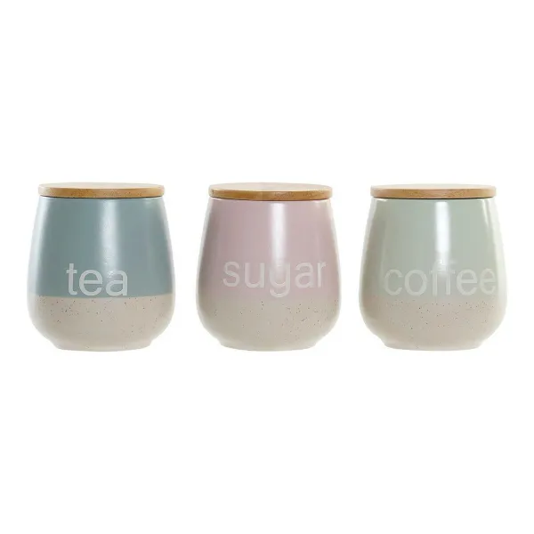 Skārdene DKD Home Decor Zils Zaļš Rozā 10 x 10 x 16 cm (3 gb.)