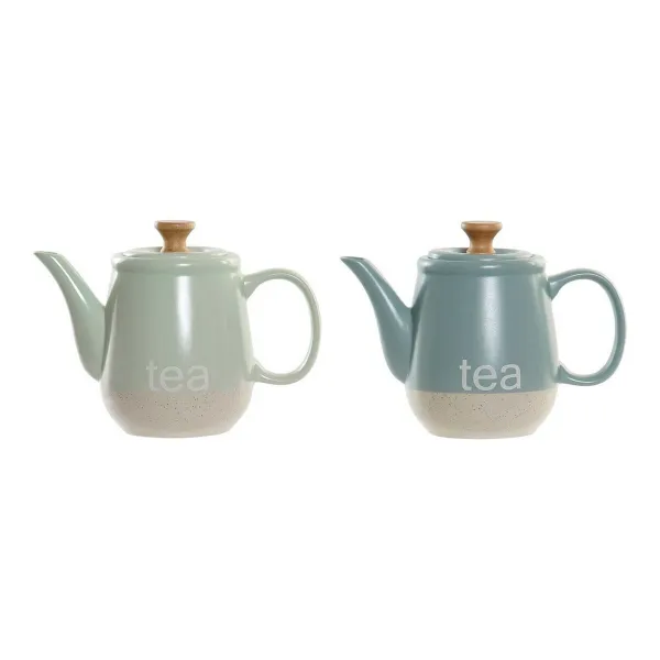 Teekannu DKD Home Decor 8424001793235 Sininen Vihreä Kivitavara 1 L 22,5 x 12 x 16,5 cm (2 osaa)