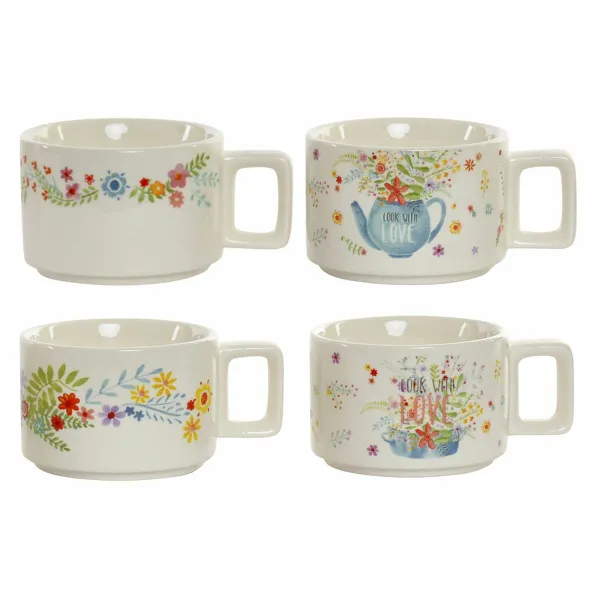 Набор из кофейных чашек DKD Home Decor Разноцветный Металл Бамбук Dolomite 260 ml