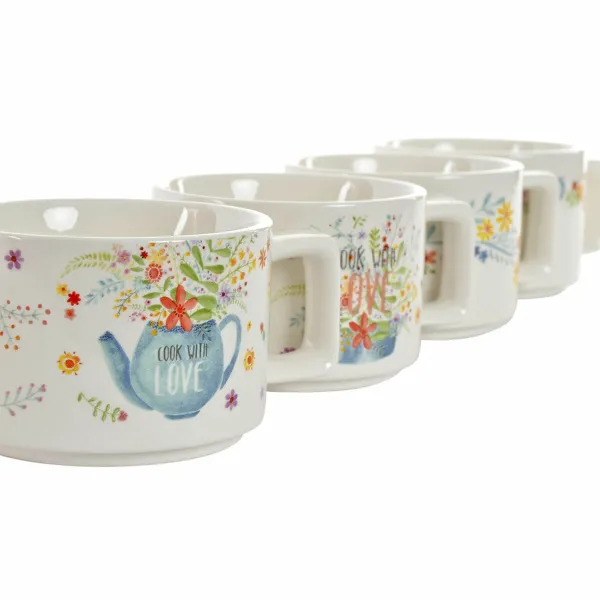 Vnt. kavos puodelių rinkinys DKD Home Decor Spalvotas Metalinis Bambukas Dolomite 260 ml