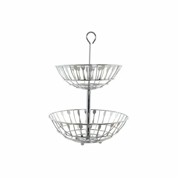 Ваза для фруктов DKD Home Decor Серебристый Металл Пластик 28 x 28 x 40 cm