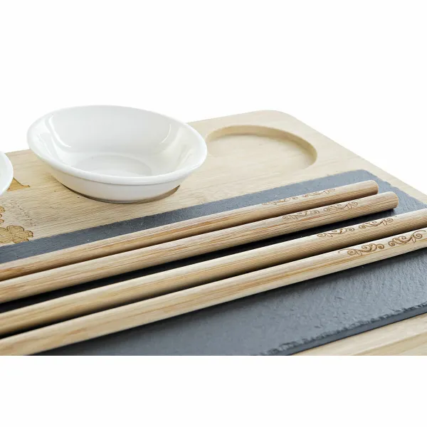 Sushisetti DKD Home Decor PC-186227 Valkoinen Musta Luonnollinen Bambu Taulu Moderni Itämainen 28,5 x 18,5 x 2,6 cm (9 Kappalett