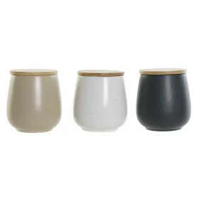 Skārdene DKD Home Decor Balts Bēšs Tumši pelēks 10 x 10 x 13 cm (3 gb.)