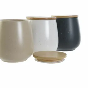 Skārdene DKD Home Decor Balts Bēšs Tumši pelēks 10 x 10 x 13 cm (3 gb.)