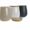Skārdene DKD Home Decor Balts Bēšs Tumši pelēks 10 x 10 x 13 cm (3 gb.)
