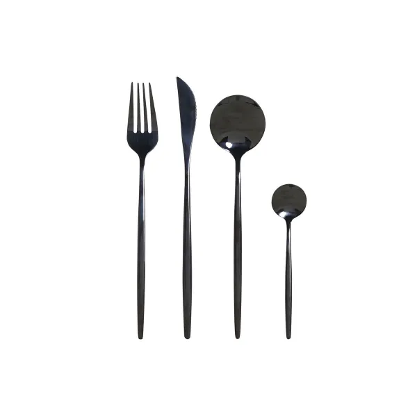 Nerūsējošā Tērauda Galda Piederumi DKD Home Decor Melns Nerūsējošais tērauds 3 x 1,5 x 13 cm 16 Daudzums