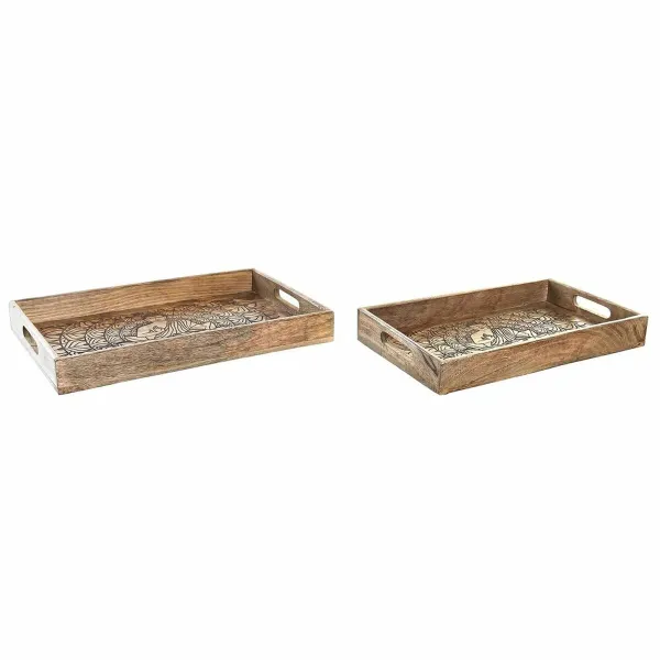 Padėklų rinkinys DKD Home Decor 2 vnt. Ruda Mango mediena (2 vnt.)