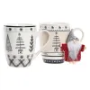 Krūze DKD Home Decor Rozā Melns Porcelāns Bone China (360 ml) (2 gb.)