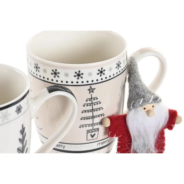 Krūze DKD Home Decor Rozā Melns Porcelāns Bone China (360 ml) (2 gb.)