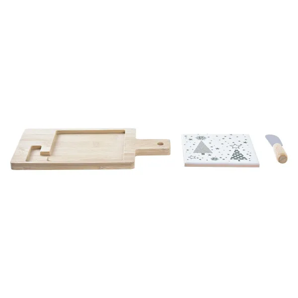 Комплект для аперитива DKD Home Decor Белый Зеленый Бамбук Керамика (21,5 x 11,8 x 1,5 cm)