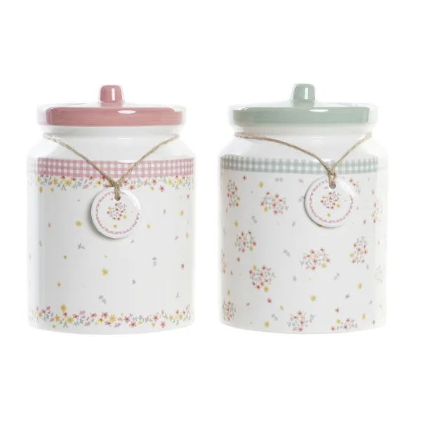 лодка DKD Home Decor Зеленый Розовый Виши 15,5 x 15,5 x 21 cm (2 штук)