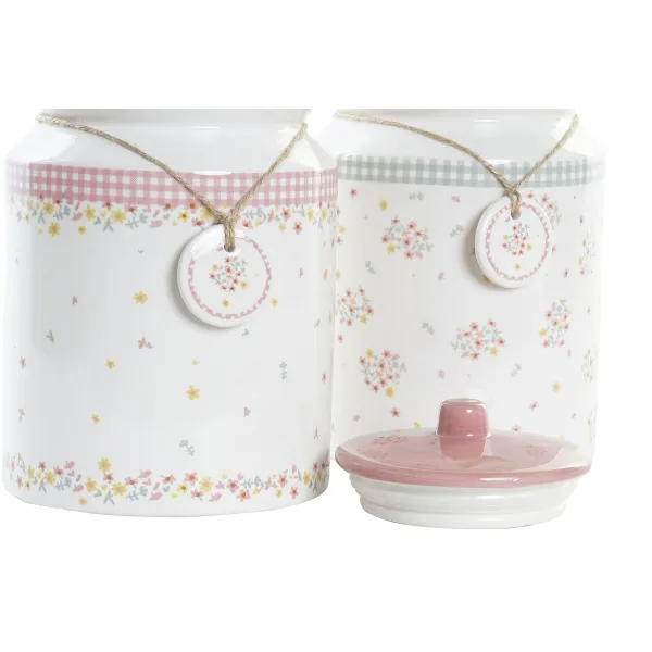 лодка DKD Home Decor Зеленый Розовый Виши 15,5 x 15,5 x 21 cm (2 штук)