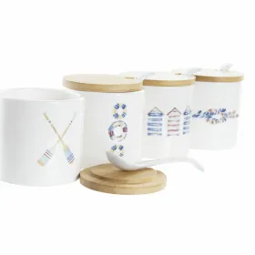 Сахарница DKD Home Decor Моряк Белый Разноцветный Бамбук Dolomite 4 Предметы 7,5 x 7,5 x 7,5 cm