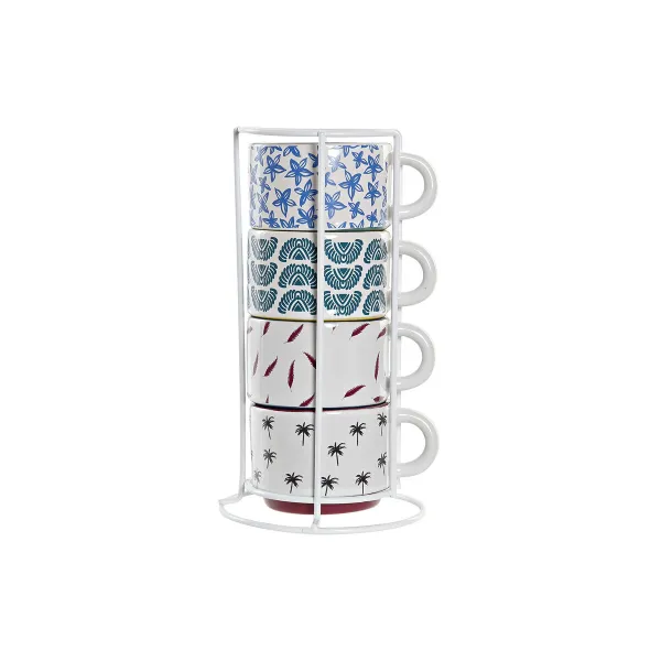Vnt. kavos puodelių rinkinys DKD Home Decor Geltona Mėlyna Spalvotas Turkis Kaštoninė Metalinis Keramikos dirbinys 150 ml