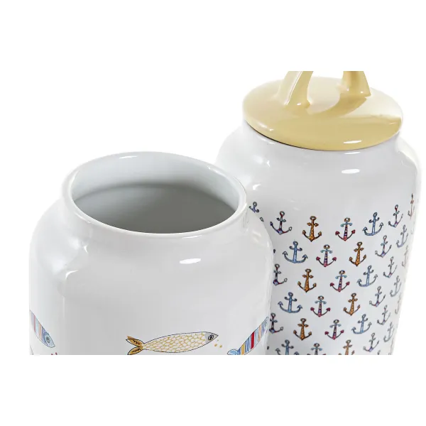 Skārdene DKD Home Decor Balts Daudzkrāsains Keramika Vidusjūra (2 gb.)