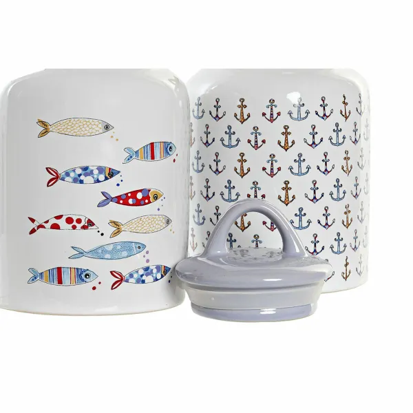 лодка DKD Home Decor Белый Разноцветный Керамика Средиземноморье (2 штук)