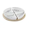 Rinkinys užkandžiams DKD Home Decor Mėlyna Natūralus Bambukas Keramikos dirbinys Viduržemio 21,5 x 21,5 x 1 cm (5 pcs)
