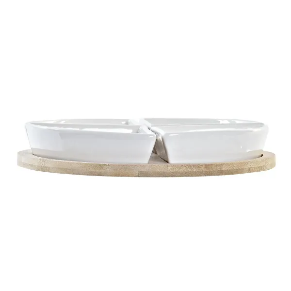 Alkuruokasetti DKD Home Decor Sininen Luonnollinen Bambu Kivitavara Välimeren 21,5 x 21,5 x 1 cm (5 pcs)