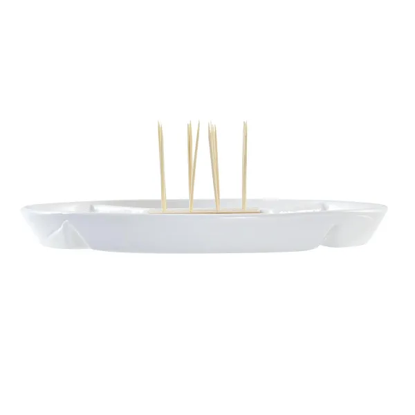 поднос для закусок DKD Home Decor Синий Натуральный Бамбук Керамика Средиземноморье 23,5 x 23,5 x 7 cm