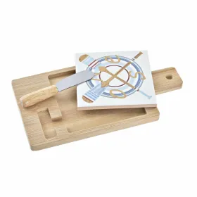 Juustolautanen DKD Home Decor Bambu Alumiini Kivitavara 21,5 x 11,8 x 1,5 cm (3 Kappaletta)