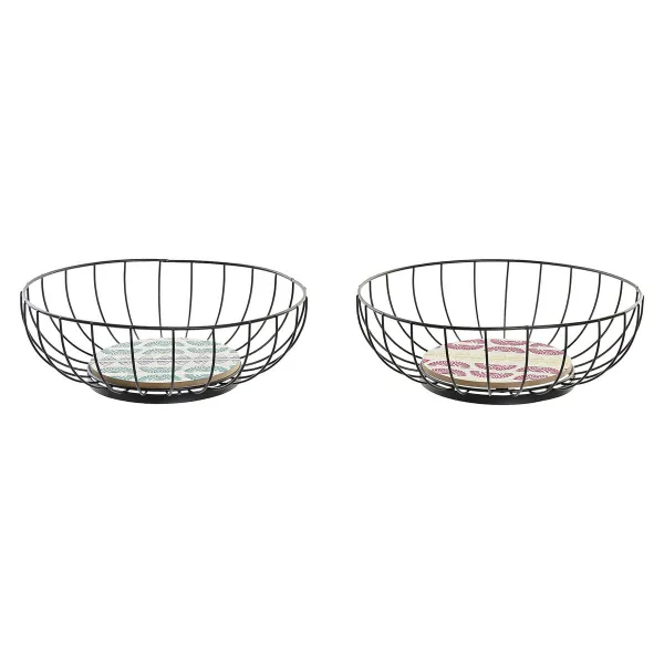Hedelmäkulho DKD Home Decor Sininen Turkoosi Metalli Puu MDF 28 x 28 x 11 cm (2 osaa)