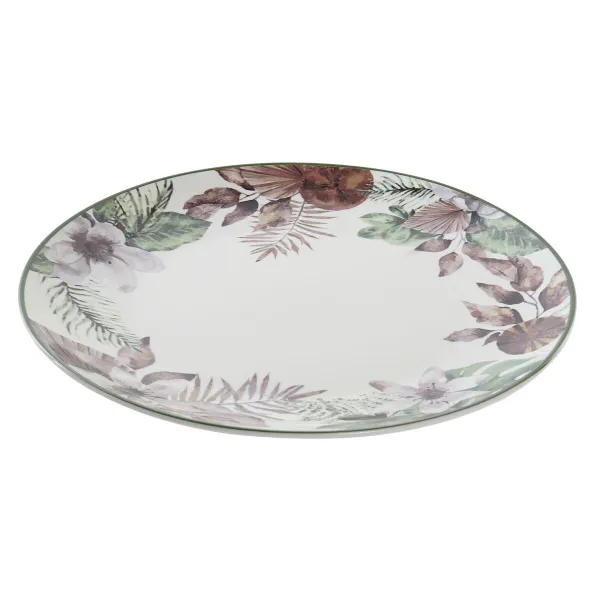 Plokščia lėkštė DKD Home Decor Gėlės Posliini (27 x 27 x 2 cm)