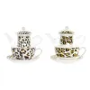 Arbatinukas DKD Home Decor Leopardas Stiklas Porcelianas Ruda Skaidrus Balta (2 vnt.)