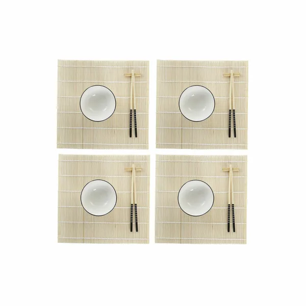 Suši Komplekts DKD Home Decor Bambuss Keramika Balts Austrumniecisks 14,5 x 14,5 x 31 cm (16 Daudzums)