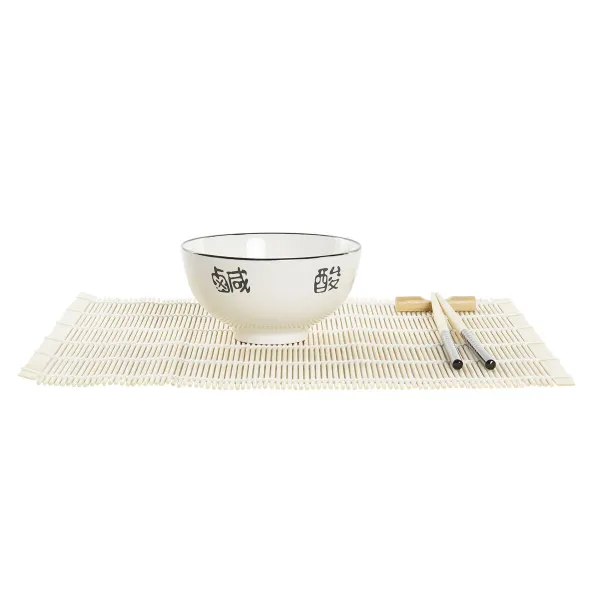 Suši rinkinys DKD Home Decor Bambukas Keramikos dirbinys Balta Rytietiškas 14,5 x 14,5 x 31 cm (16 Dalys)