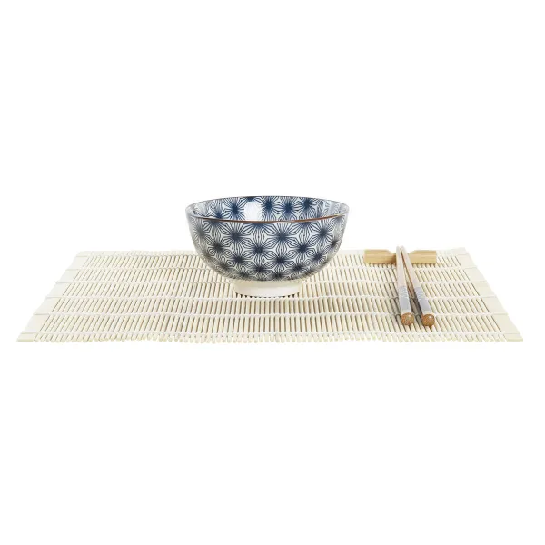 Suši Komplekts DKD Home Decor 14,5 x 14,5 x 31 cm Zils Keramika Austrumniecisks (16 Daudzums)