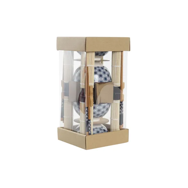 Sushisetti DKD Home Decor 14,5 x 14,5 x 31 cm Sininen Kivitavara Itämainen (16 Kappaletta)