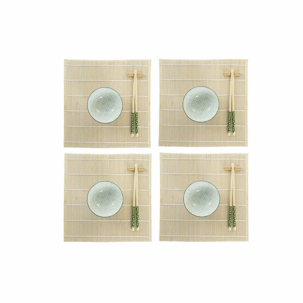 Suši rinkinys DKD Home Decor 14,5 x 14,5 x 31 cm Žalia Keramikos dirbinys Rytietiškas (16 Dalys)