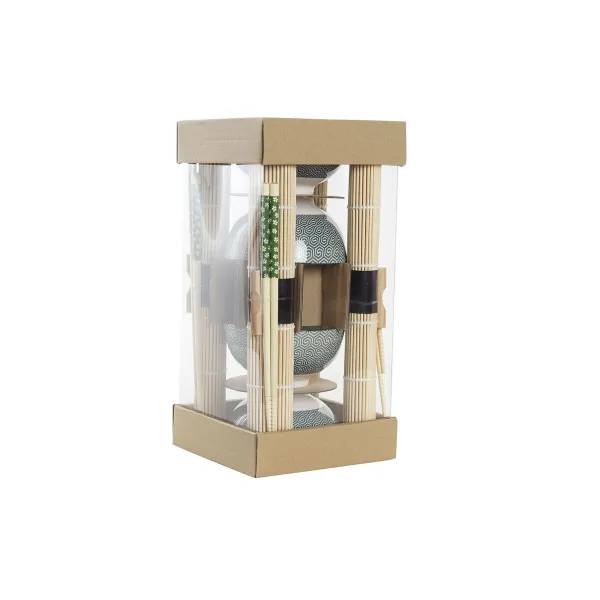 Suši rinkinys DKD Home Decor 14,5 x 14,5 x 31 cm Žalia Keramikos dirbinys Rytietiškas (16 Dalys)