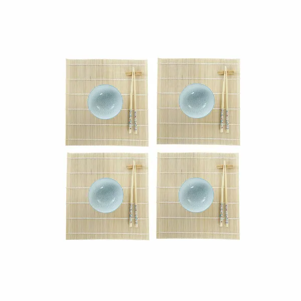 Набор для суши DKD Home Decor 14,5 x 14,5 x 31 cm Синий Белый Керамика Восточный (16 Предметы)