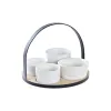 Alkuruokasetti DKD Home Decor Valkoinen/Musta Metalli Bambu Kivitavara Loft 5 Kappaletta 20 x 20 x 14 cm