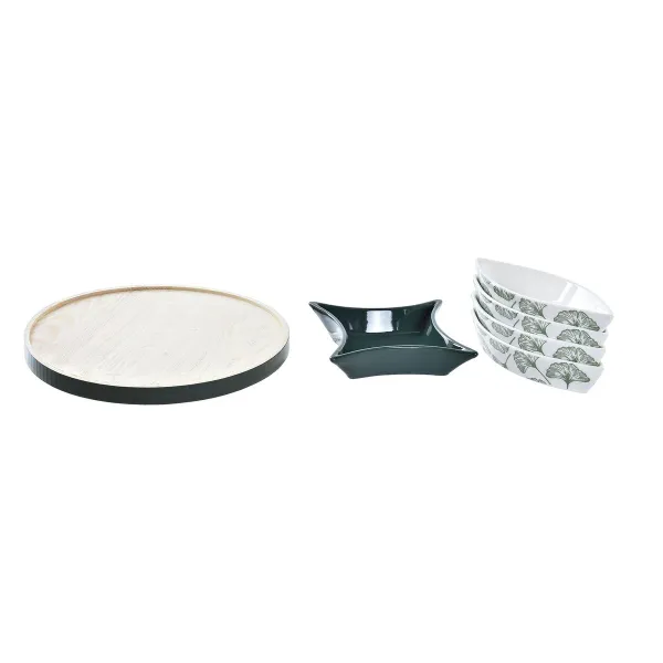 Uzkodu komplekts DKD Home Decor Koks 22 x 22 x 1 cm Loksnes Zaļš Keramika