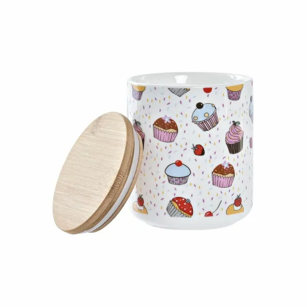 3 caurules DKD Home Decor Dabisks Balts Daudzkrāsains Bambuss Keramika 10 x 10 x 17 cm Kēksa