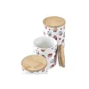3 caurules DKD Home Decor Dabisks Balts Daudzkrāsains Bambuss Keramika 10 x 10 x 17 cm Kēksa
