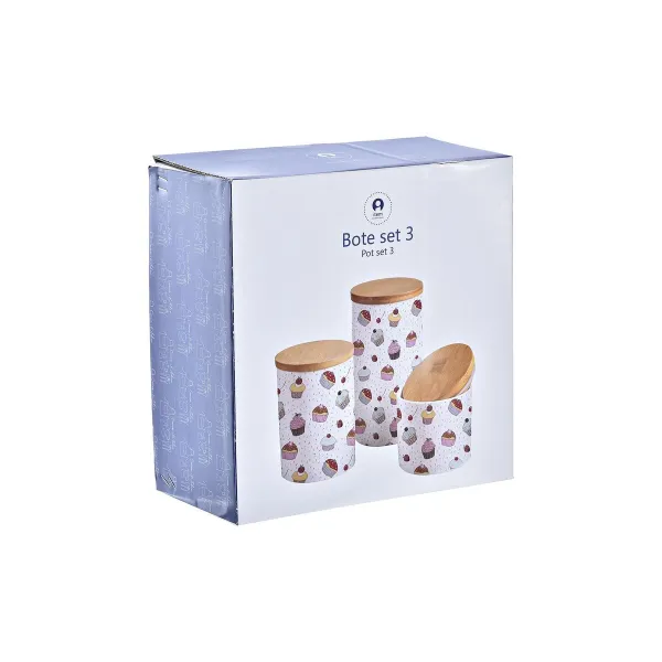 3 caurules DKD Home Decor Dabisks Balts Daudzkrāsains Bambuss Keramika 10 x 10 x 17 cm Kēksa