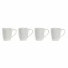 Komplekts ar 4 krūzēm DKD Home Decor Balts Dabisks Kaučuka koks Keramika 300 ml 19 x 13 x 31 cm