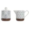 Cukurtrauks DKD Home Decor Zils Balts Brūns Keramika 12,5 x 6,5 x 8 cm (2 pcs)
