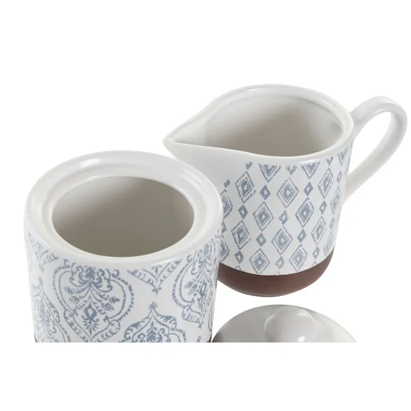 Sokeriastia DKD Home Decor Sininen Valkoinen Ruskea Kivitavara 12,5 x 6,5 x 8 cm (2 pcs)